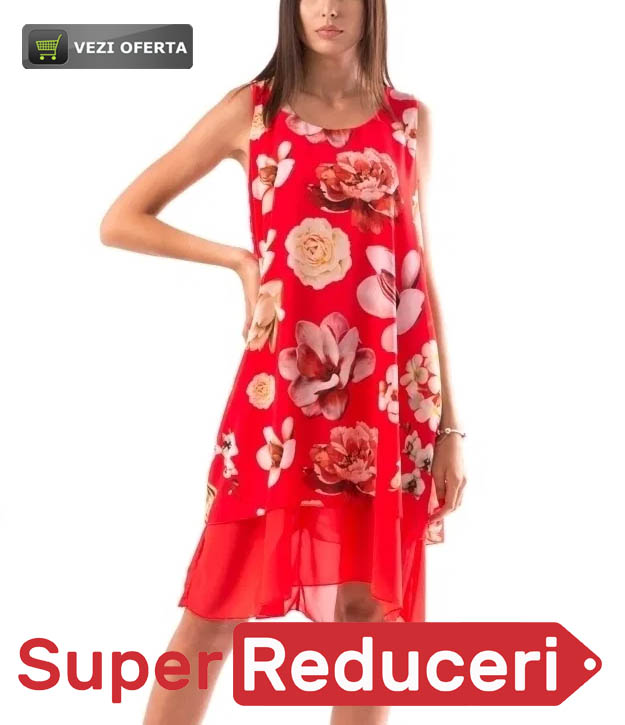 Rochie Model Nou cu motive florale Rosie
