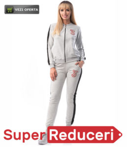 Trening gri bluza si pantalon din bumbac