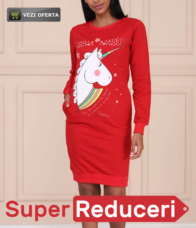Rochie Rosie MAMA-FIICA cu Unicorn